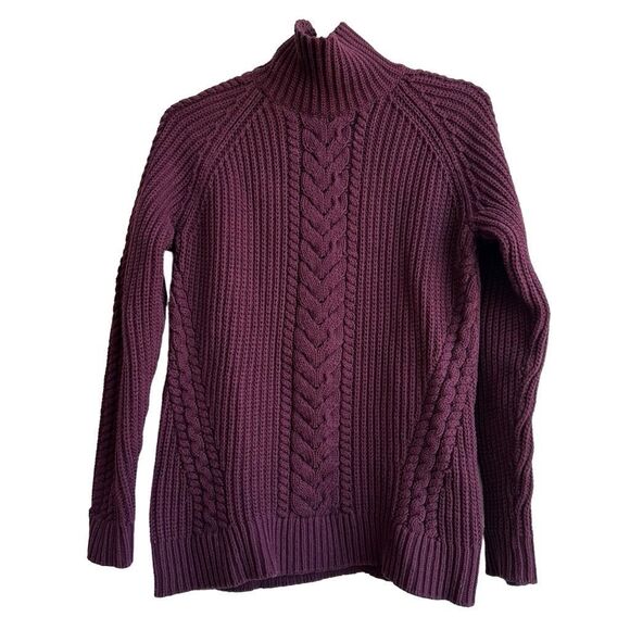 Lululemon Bring The cozy Maroon Burgundy Turtleneck Cable Knit Rip Tag Sz 4 - Picture 1 of 7